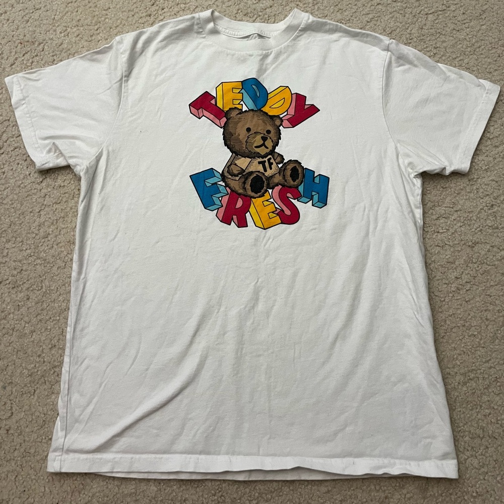 Teddy Fresh Bear White Crew Neck T-Shirt Size Medium